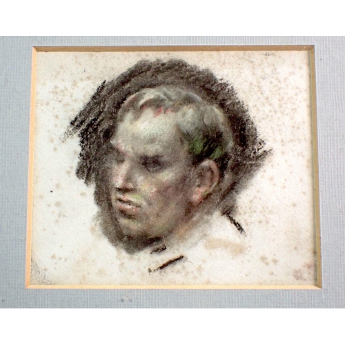 1080 - Victor Hume Moody - pastel portrait of a young man 'Ludovic' 9 x 10cm