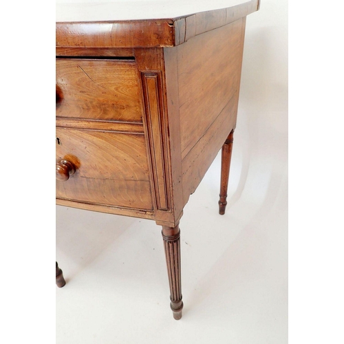 1103 - A George III large mahogany bow fronted sideboard with frieze drawer and curved apron drawer flanked... 