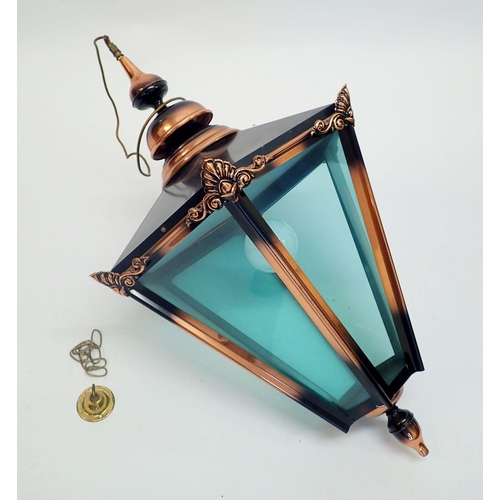 1119 - A large copper hall lantern, approx 100cm to hook