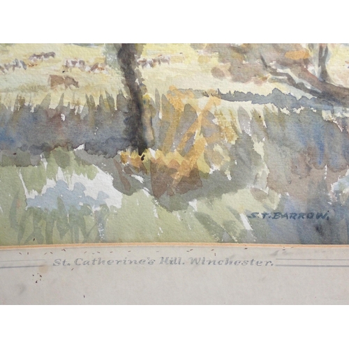 1125 - S T Barrow - watercolour The Water Meadows, Winchester, 26 x 37cm together with another watercolour,... 