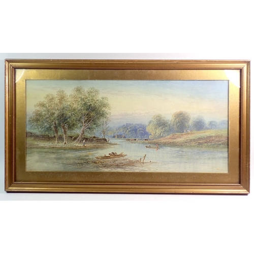 1126 - Leonard Lewis - pair of watercolour river landscapes, signed and dated 1895, 24 x 52cm