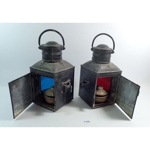 1150 - A pair of ships Port & Starboard lanterns, 32cm