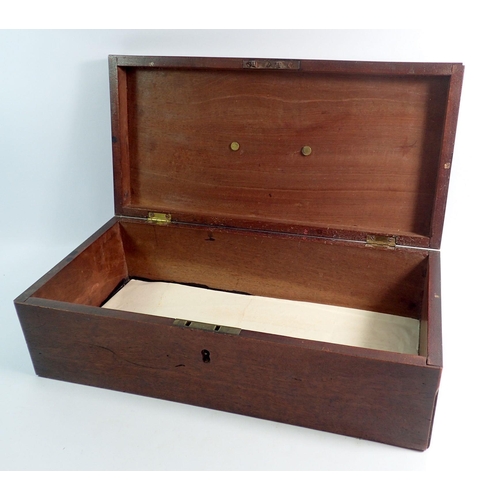 1187 - A Georgian mahogany box with brass carrying handle, 40 x 20 x 12cm