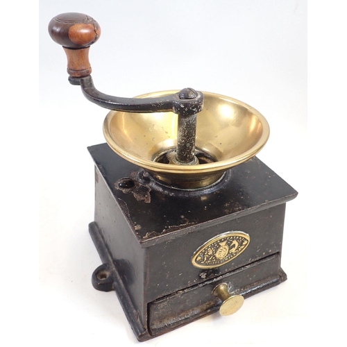 1190 - A Kendrick cast iron and brass coffee mill