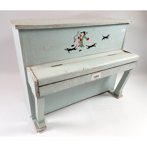 1209 - A painted wooden toy piano, 43.5cm wide