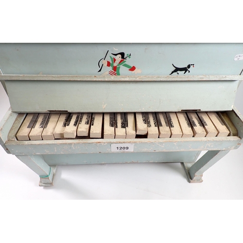 1209 - A painted wooden toy piano, 43.5cm wide