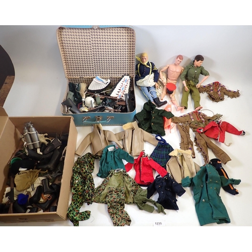 1235 - A group of 1960's Action men, accessories and outfits