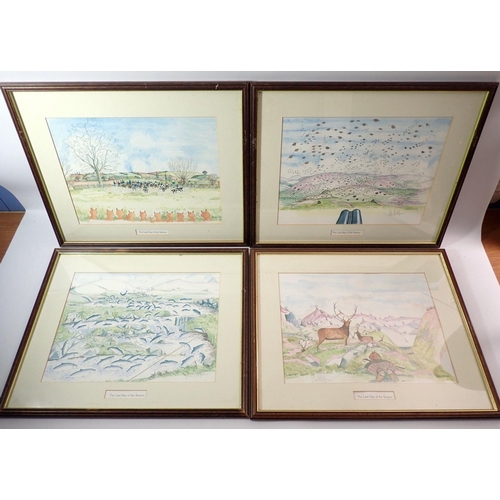 1244 - Charles Dunn - a set of four hunting prints 'The Last Day of the Season' 39 x 28cm