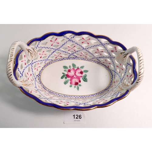 126 - A Past Times jardiniere printed butterflies and a floral painted pierced basket