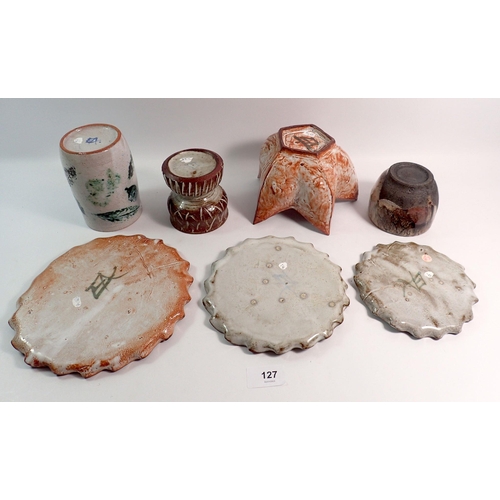 127 - Collection of studio pottery including pieces by Guernsey potter Elizabeth Ann MacPhail (1939-1989) ... 