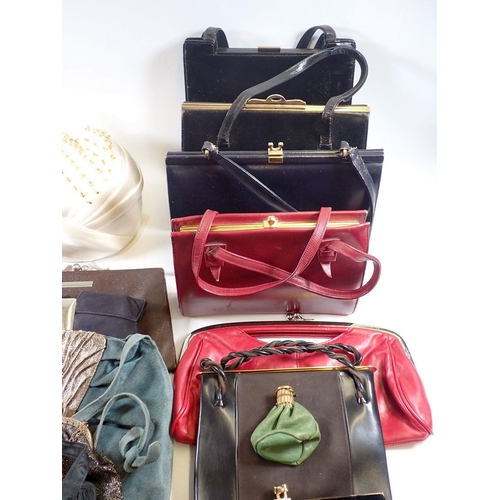 1300 - A quantity of vintage handbags and a silk wedding turban