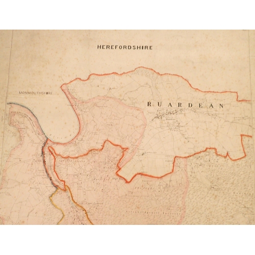 1303 - A Victorian hand coloured OS map of The Forest of Dean, shows the Seven & Wye and Seven Bridge Railw... 