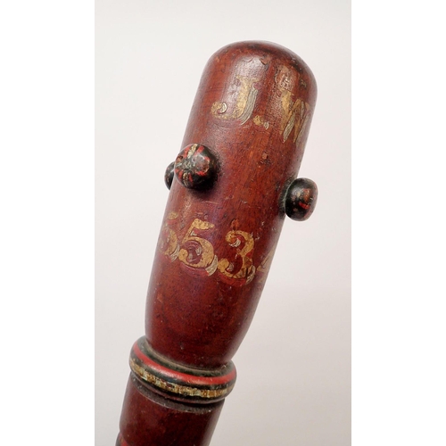 1309 - A 19th century large painted ceremonial wooden club 'JW 5534' 67cm long