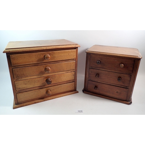 1314 - Two Victorian table top cabinets of drawers, 35cm wide and 27cm wide