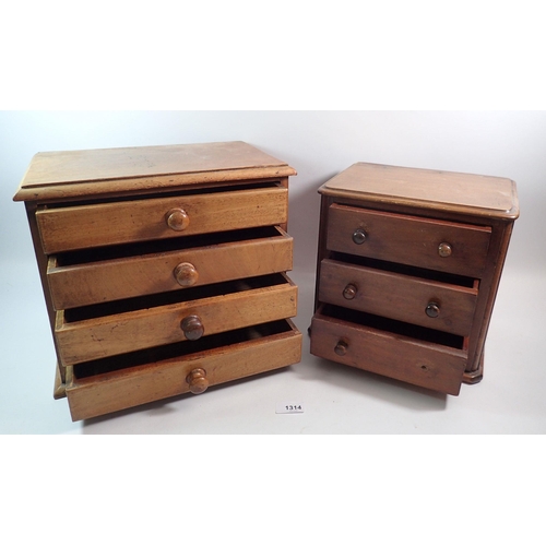 1314 - Two Victorian table top cabinets of drawers, 35cm wide and 27cm wide