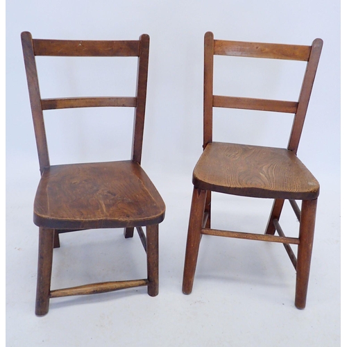 1319 - Two antique children's country chairs on turned supports