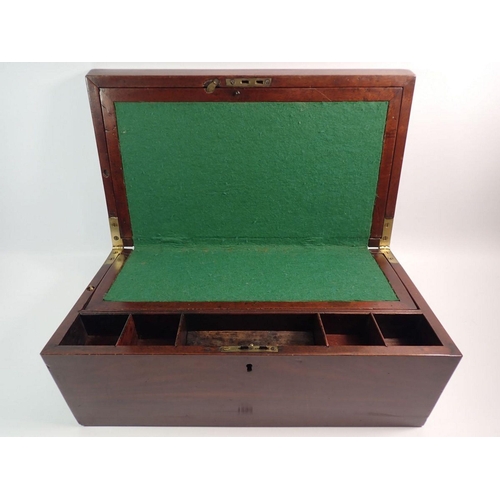 1323 - A 19th century mahogany large brass bound writing slope with fitted interior, 45 x 25cm