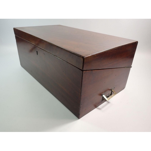 1323 - A 19th century mahogany large brass bound writing slope with fitted interior, 45 x 25cm