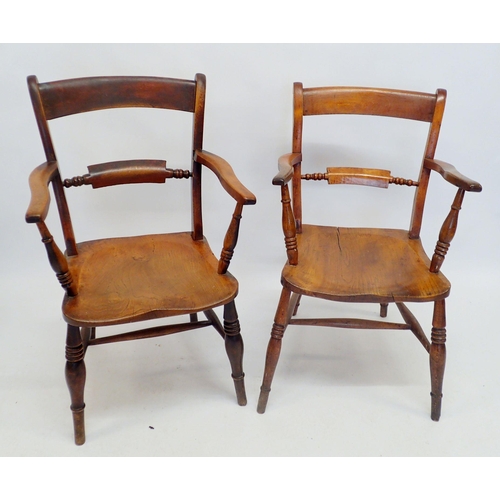 1330 - Two 19th century farmhouse style country chairs