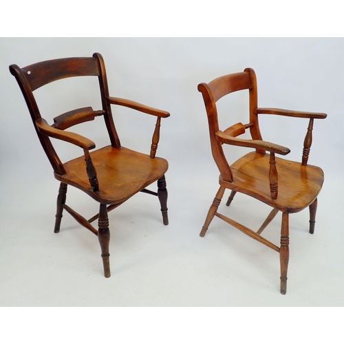 1330 - Two 19th century farmhouse style country chairs