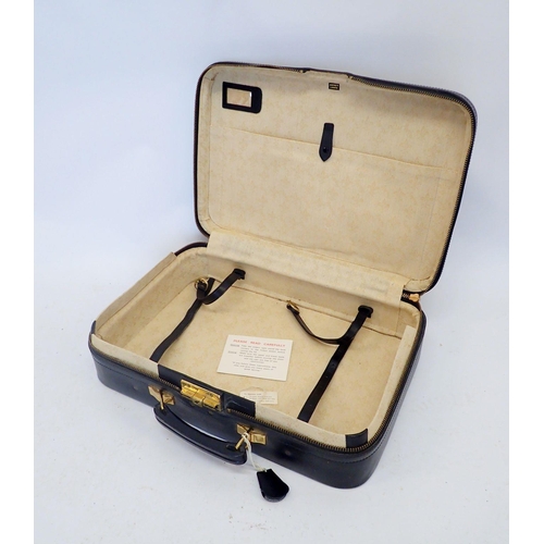 1336 - An Asprey vintage black suitcase with unusual locking mechanism