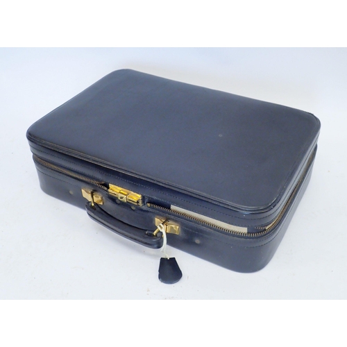 1336 - An Asprey vintage black suitcase with unusual locking mechanism