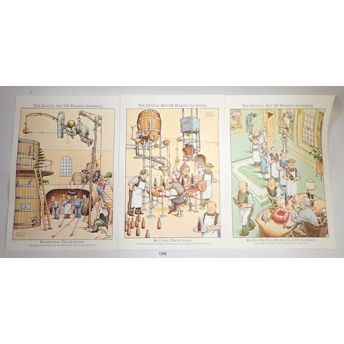 1358 - A set of twelve Guinness posters showing 'The Gentle Art of Making Guinness' 45.5x31.5cm