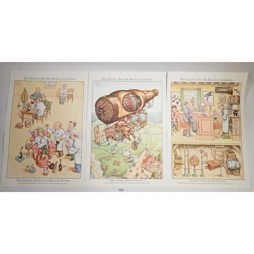 1358 - A set of twelve Guinness posters showing 'The Gentle Art of Making Guinness' 45.5x31.5cm