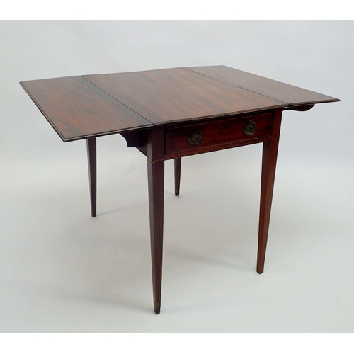 1377 - A Georgian mahogany Pembroke table on square tapered supports, 75cm deep