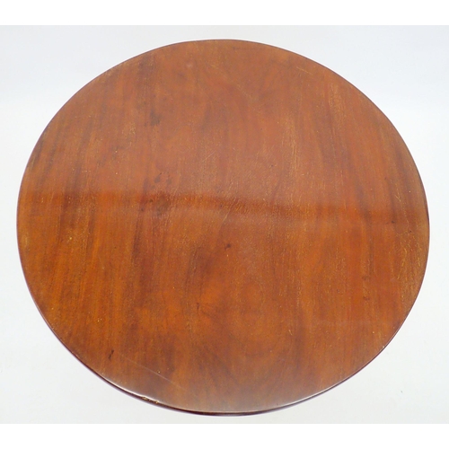 1391 - A 19th century mahogany circular tilt top occasional table on column and tripod support, 80cm diamet... 