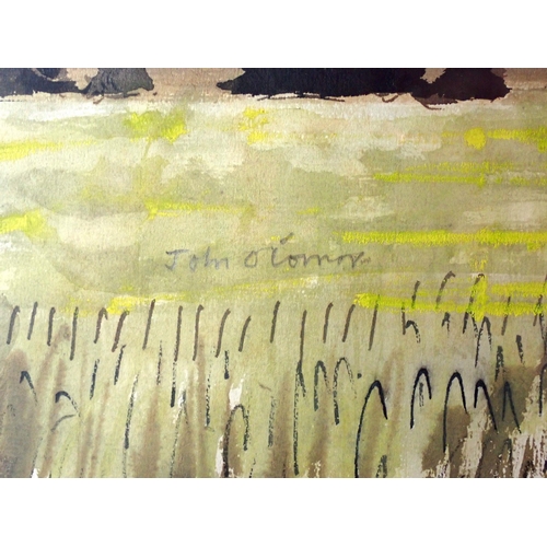 1395 - John Scorrer O'Connor - watercolour cornfield under stormy skies (1913-2004) 45 x 58cm