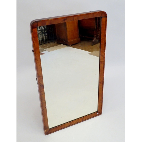 1401 - A Victorian walnut framed mirror, 52 x 92cm