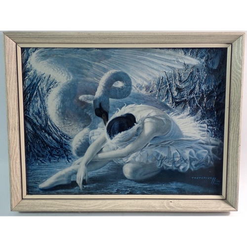 1410 - Tretchikoff - small print of 'The Dying Swan' ballerina, signed and dated 2002, 21 x 29cm