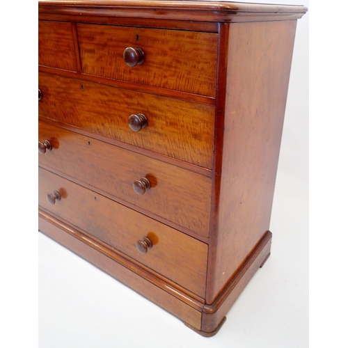 1417 - A Victorian mahogany chest of two short and three long drawers, 109cm wide