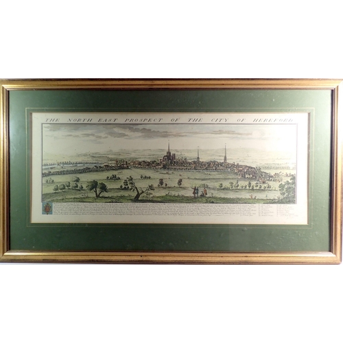 1420 - An engraving The North East Prospect of the City of Hereford, 41/50, 33 x 83cm