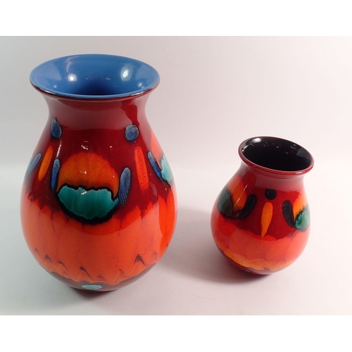 151 - A Poole large Volcano vase, 26cm and a smaller one