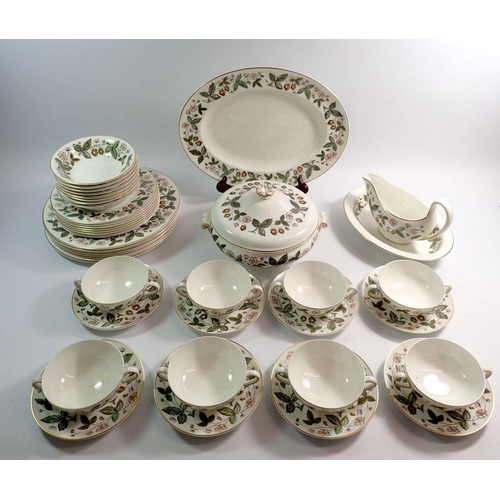 181 - A Wedgwood Strawberry Hill dinner service comprising eight dinner plates, eight side plates, eight b... 