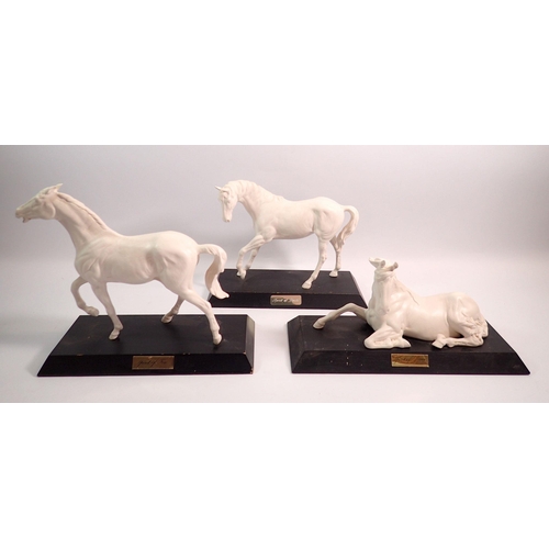 200 - Three White Spirit horses 'Peace' 'Youth' 
 and 'Fire', tallest 23cm, by Doulton, Beswick and one ot... 