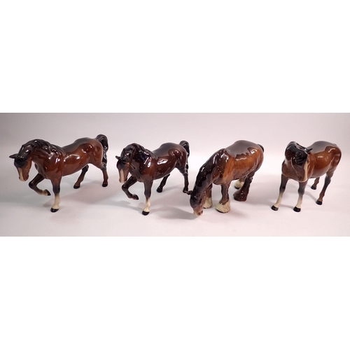 201 - Four various Beswick brown horses, tallest 17.5cm