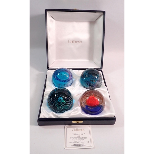 231 - A Caithness set of four paperweights 'Planets set 1' 1995 including Mercury, Mars, Venus, Saturn