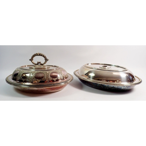 246 - Two Walker & Hall silver plated entree dishes, 30cm