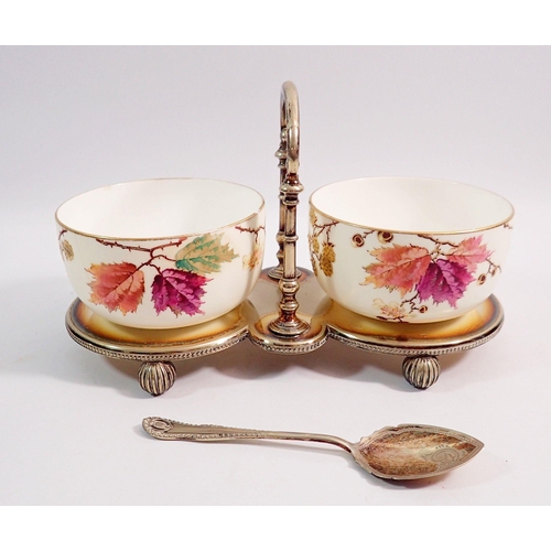 248 - A Victorian silver plated stand with two bowls