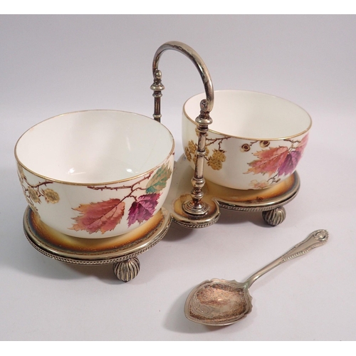 248 - A Victorian silver plated stand with two bowls