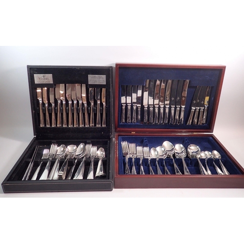 249 - A silver plated Viners cutlery set, boxed and another boxed cutlery set