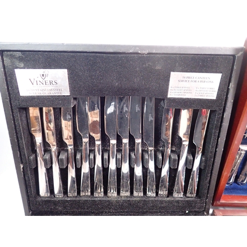 249 - A silver plated Viners cutlery set, boxed and another boxed cutlery set