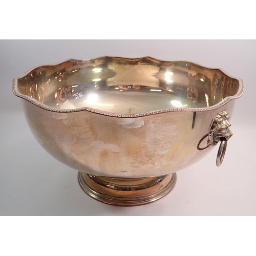 252 - A large silver plated punch bowl, 37cm diameter