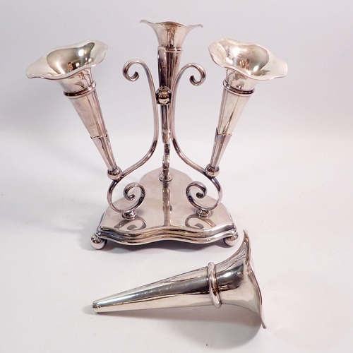 255 - A silver plated epergne - central flute fitting a/f