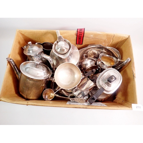 258 - A group of silver plated items including WMF teaset, inkstand, Mappin & Webb dish etc.