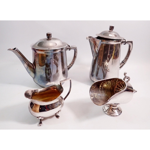 258 - A group of silver plated items including WMF teaset, inkstand, Mappin & Webb dish etc.