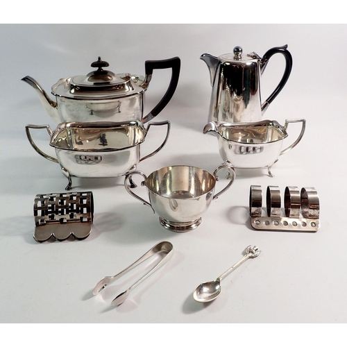 262 - A silver plated teaset etc.